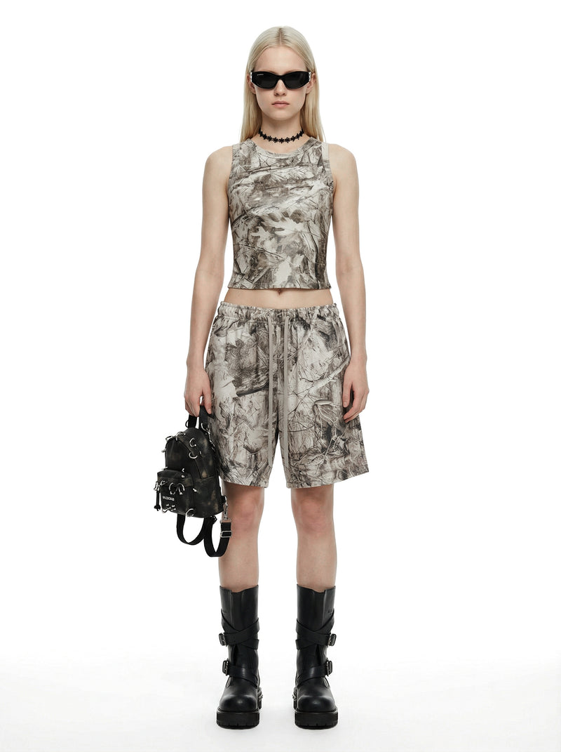 315GSM Women’s Camouflage Racerback Tank Top Branch Camouflage