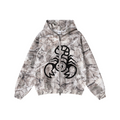 340GSM Unisex Heat Transfer Desert Camouflage Zip-Up Hoodie 	Branch Camouflage