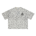 240GSM Unisex Boxy Leopard Print Heat-Transfer Loose T-shirt Gray apricot