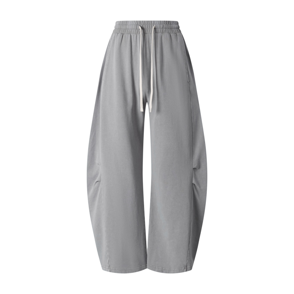 320GSM Heavyweight Cotton Slub Snow Wash Curved Leg Pants Vintage Heather Gray