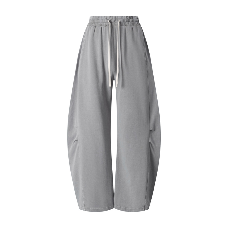320GSM Heavyweight Cotton Slub Snow Wash Curved Leg Pants Vintage Heather Gray